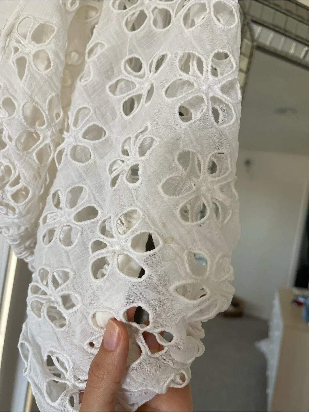 Free People Eyelet Puff-Sleeve Crop Top